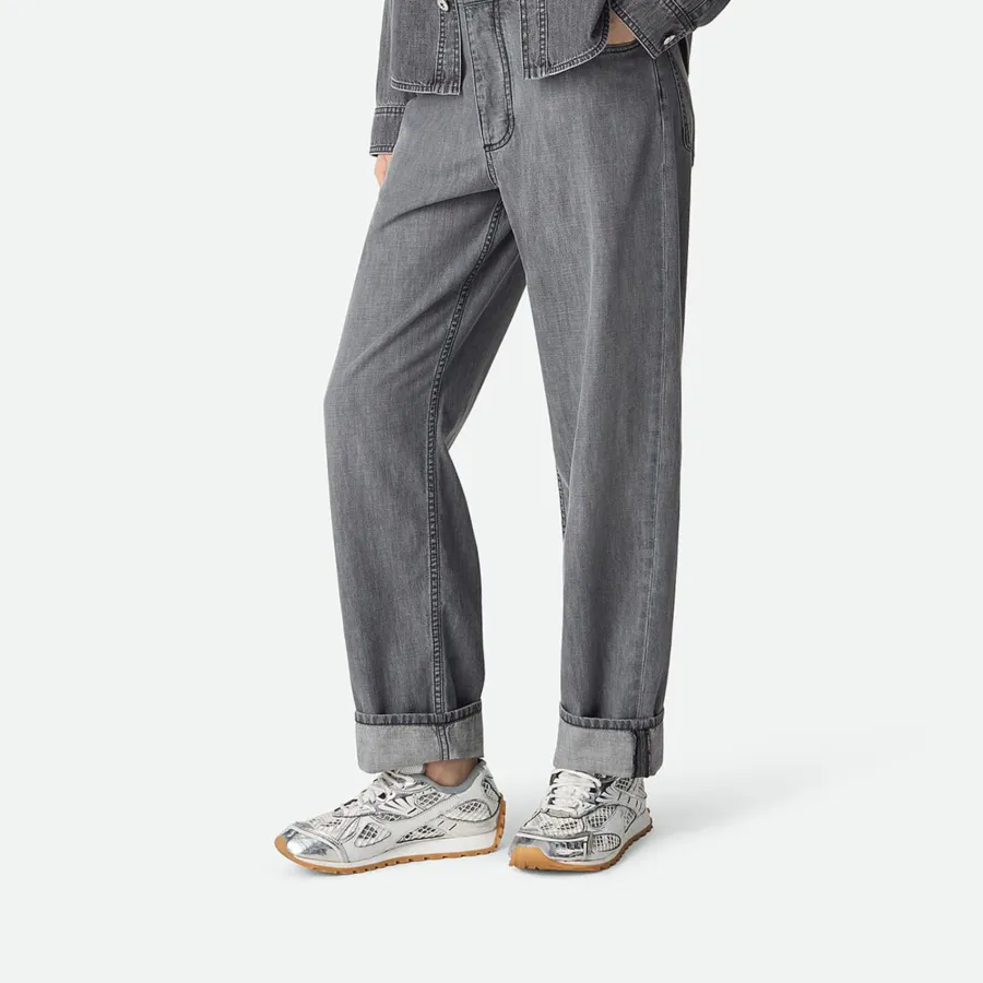 Bottega Veneta Orbit Sneakers In Silver/White Technical Fabric And Mesh Lace-Up Sneaker