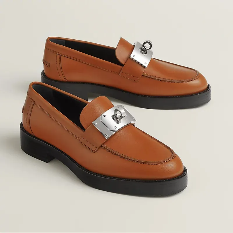 HERMES Hot Brown Loafers