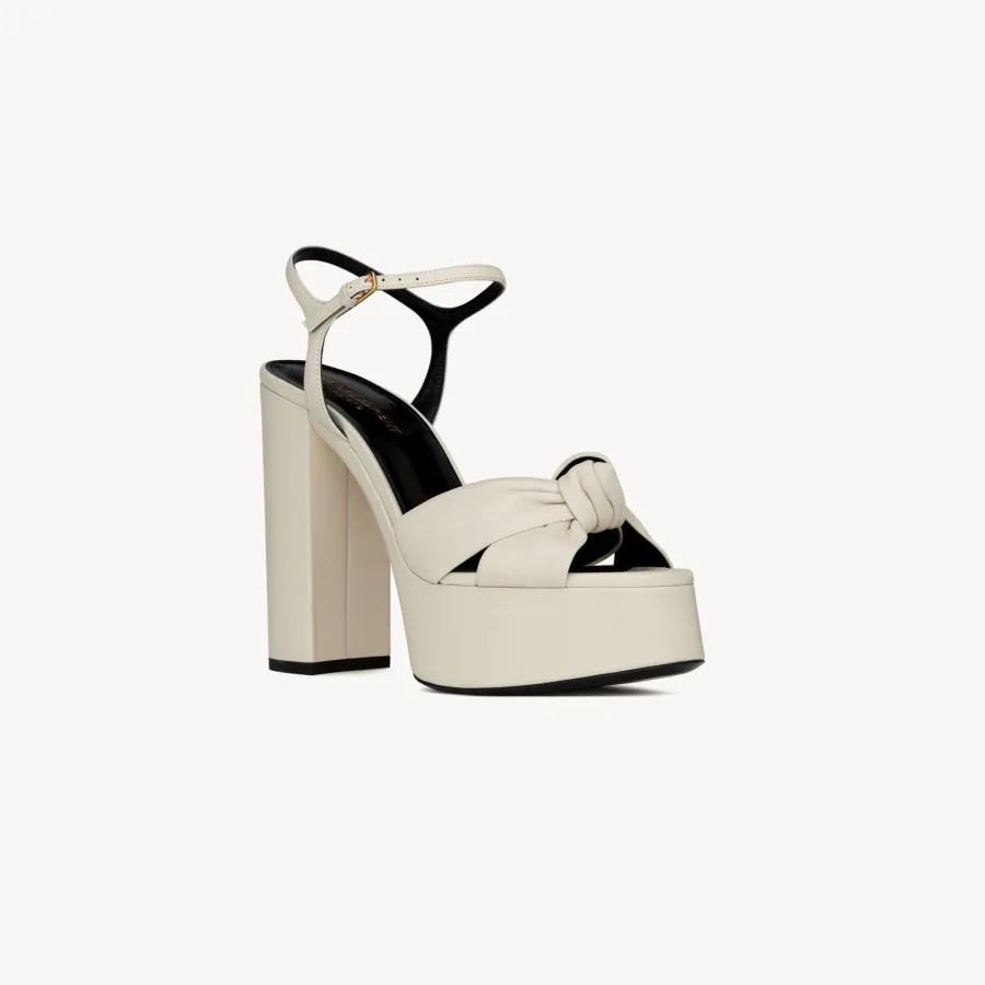 Yves Saint Laurent black white Sleek leather sandals with high heels