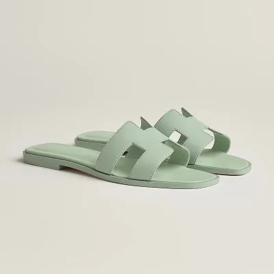 HERMES Oran Green Slippers