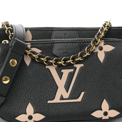 Louis Vuitton Multi Pochette Accessoires PM Black/Beige Giant Monogram Empreinte Leather Gold Hardware