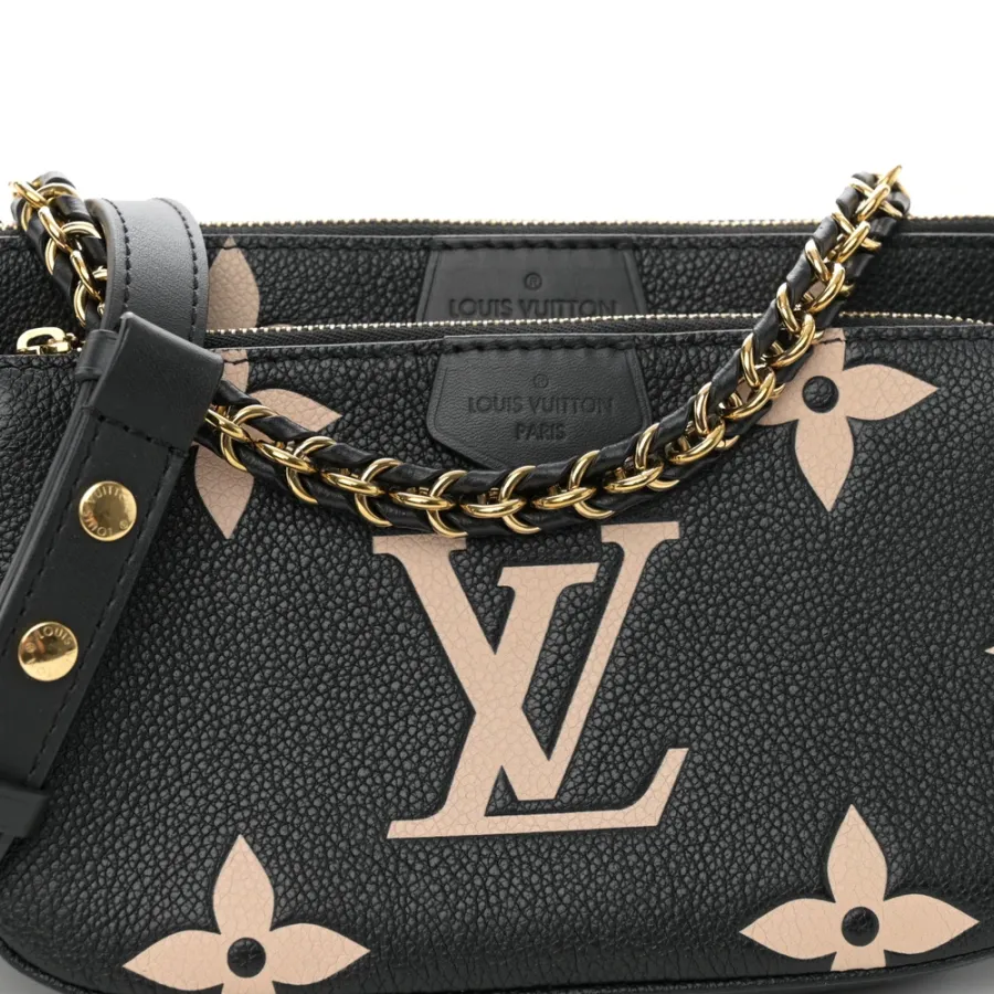 Louis Vuitton Multi Pochette Accessoires PM Black/Beige Giant Monogram Empreinte Leather Gold Hardware