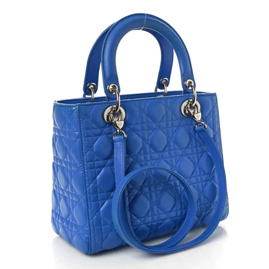 Dior Medium Lady Dior Bag Horizon Blue Cannage Lambskin Leather Silver Hardware