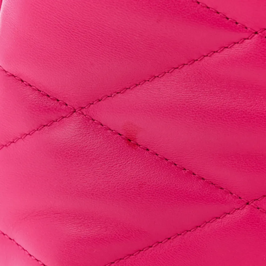 Saint Laurent Medium Le 57 Shoulder Bag Lipstick Fuchsia Diamond Quilted Lambskin Leather Aged Gold Hardware