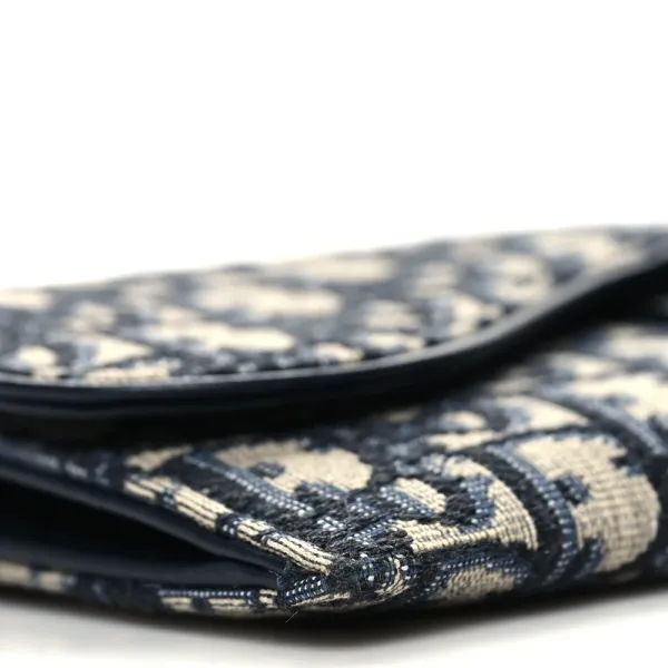 Dior Small Saddle Long Wallet With Chain Blue Oblique Canvas Brass Hardware - Image 4
