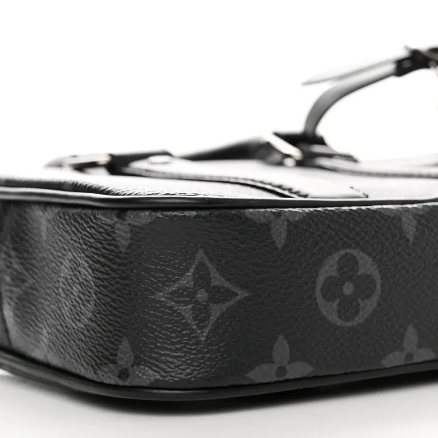 Louis Vuitton Nano Porte Documents Voyage BB Black Monogram Eclipse Canvas Silver Hardware