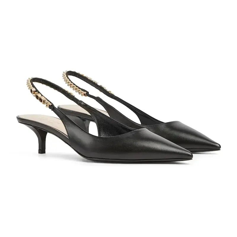 Gucci black pointed heels high heels shoes Rear lace up high heels
