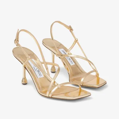 JIMMY CHOO Metallic texture leather high sandals