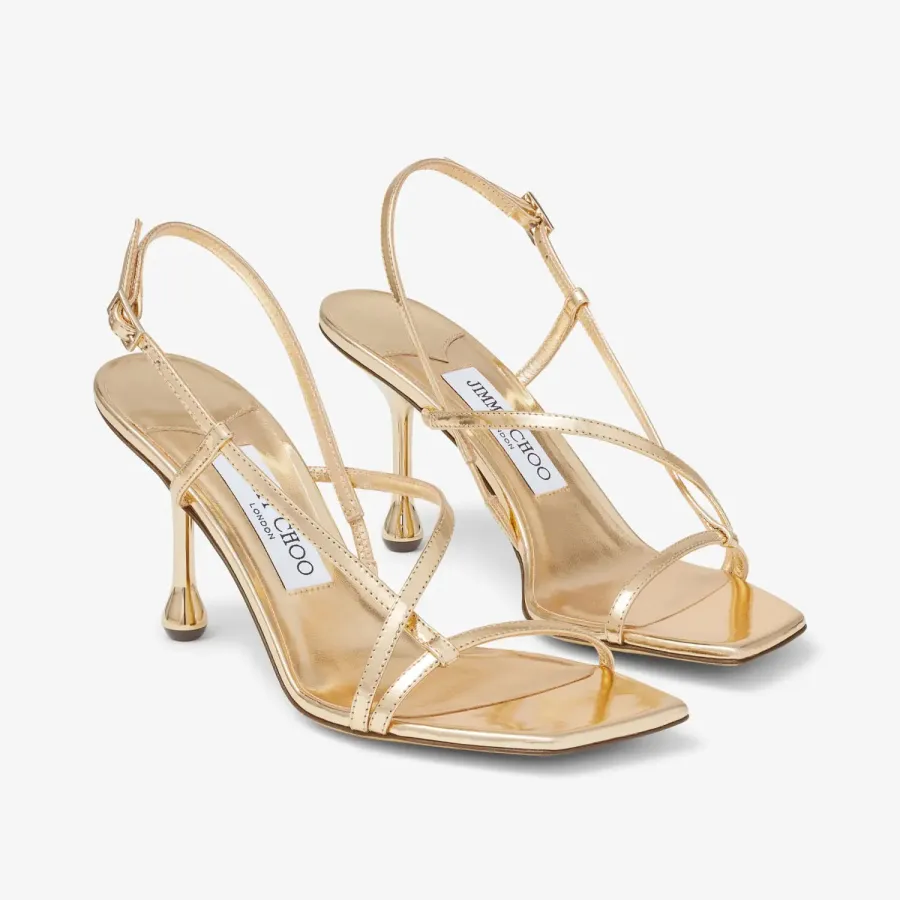 JIMMY CHOO Metallic texture leather high sandals