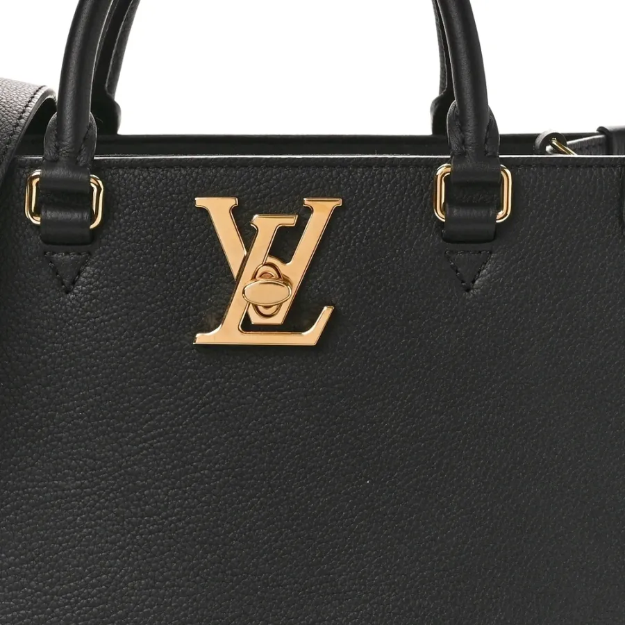 Louis Vuitton Lock & Go Tote PM Black Calfskin Leather Gold Hardware