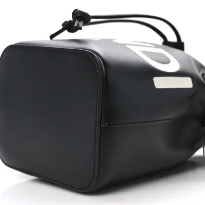 Fendi Mini F is Fendi Logo Embossed Mon Tresor Bucket Bag Black King Vitello Leather Silver Hardware