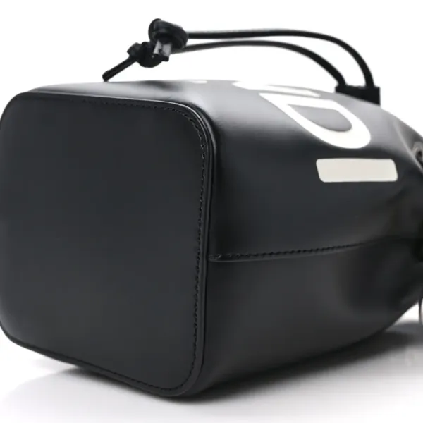 Fendi Mini F is Fendi Logo Embossed Mon Tresor Bucket Bag Black King Vitello Leather Silver Hardware - Image 6