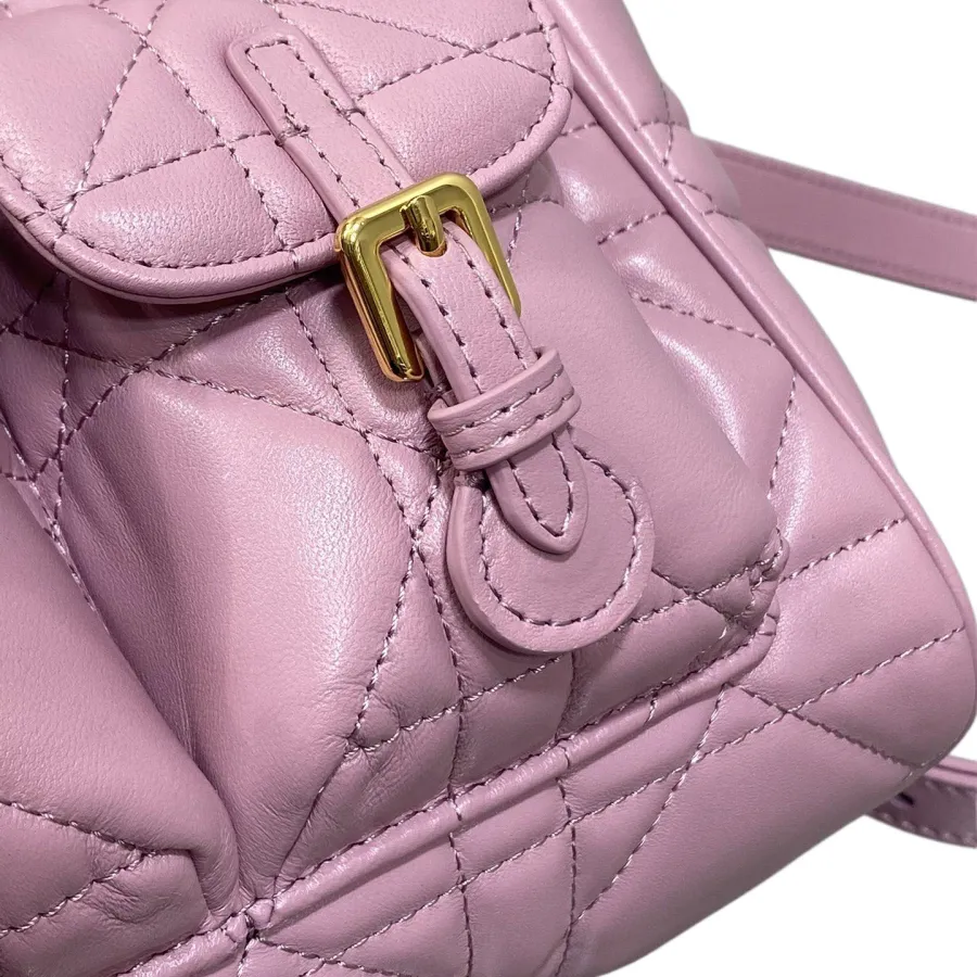 Dior Medium Dior Caro Backpack In Purple/Blue/Burgundy/Beige/White/Black Macrocannage Lambskin Gold Hardware