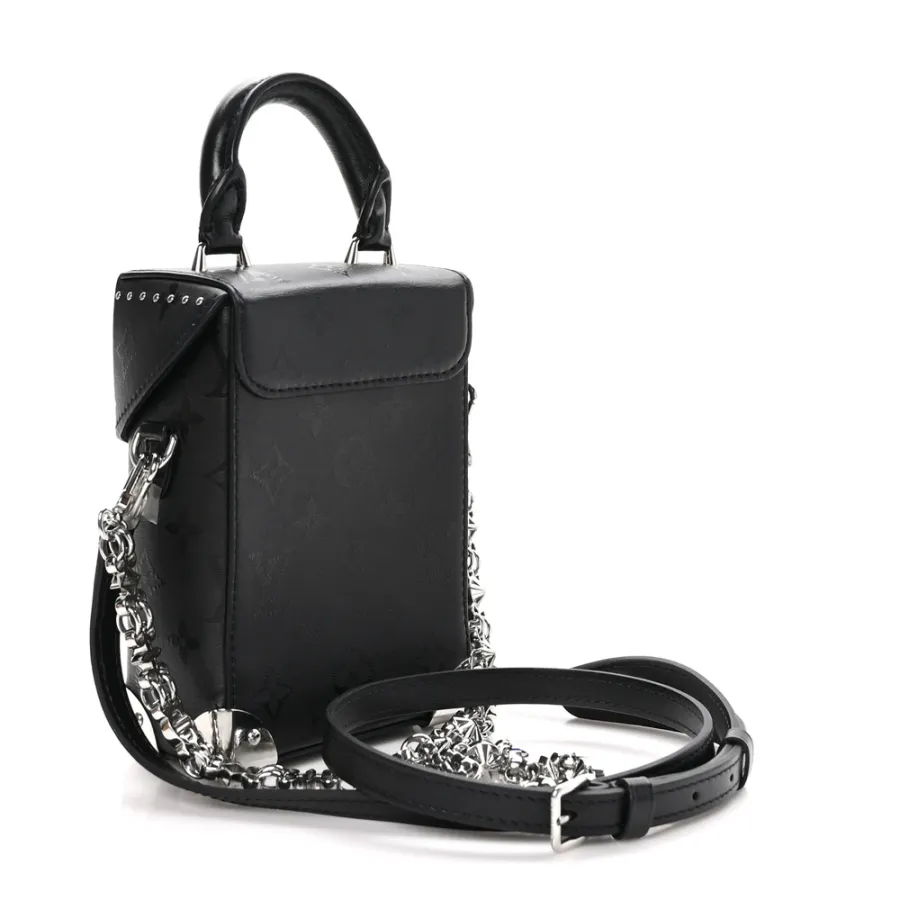 Louis Vuitton Print Camera Box PM Black Monogram Calfskin Leather Silver Hardware
