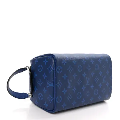 Louis Vuitton Dopp Kit Toilet Pouch PM Cobalt Taigarama Leather