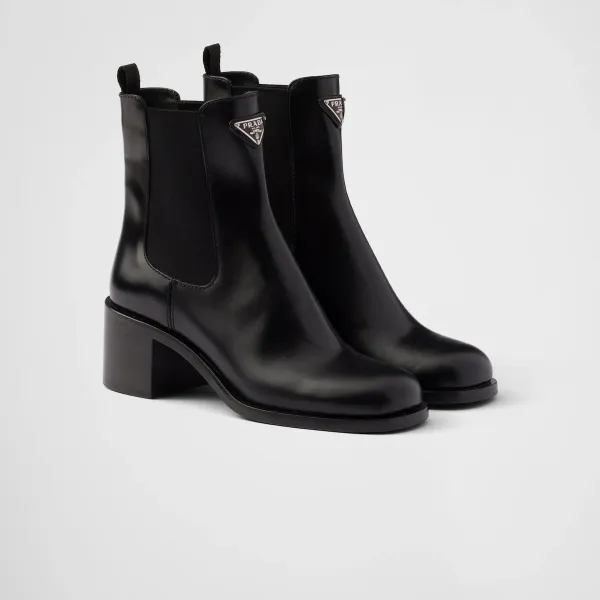 PRADA Black shiny leather ankle boots - Image 2