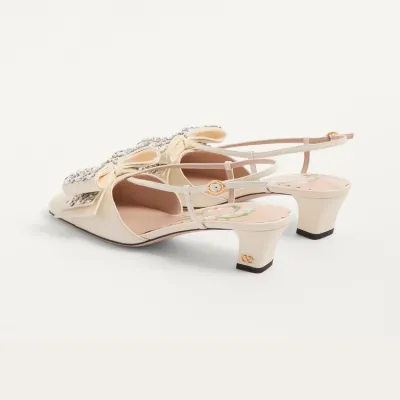 VALENTINO Crystal decorated sheepskin heels (4.5cm high heel)