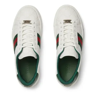Gucci Ace series white sneakers woven fabric women's sports shoes