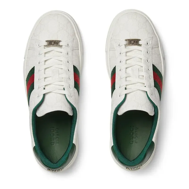 Gucci Ace series white sneakers woven fabric women's sports shoes