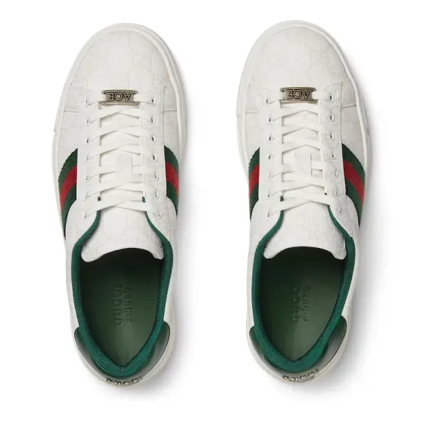 Gucci Ace series white sneakers woven fabric women's sports shoes - Image 4