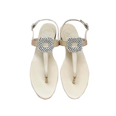 Roger Vivier Viv' By The Sea Sandals In White/Black/Blue/Silver/Brown Leather With Crystal Buckle