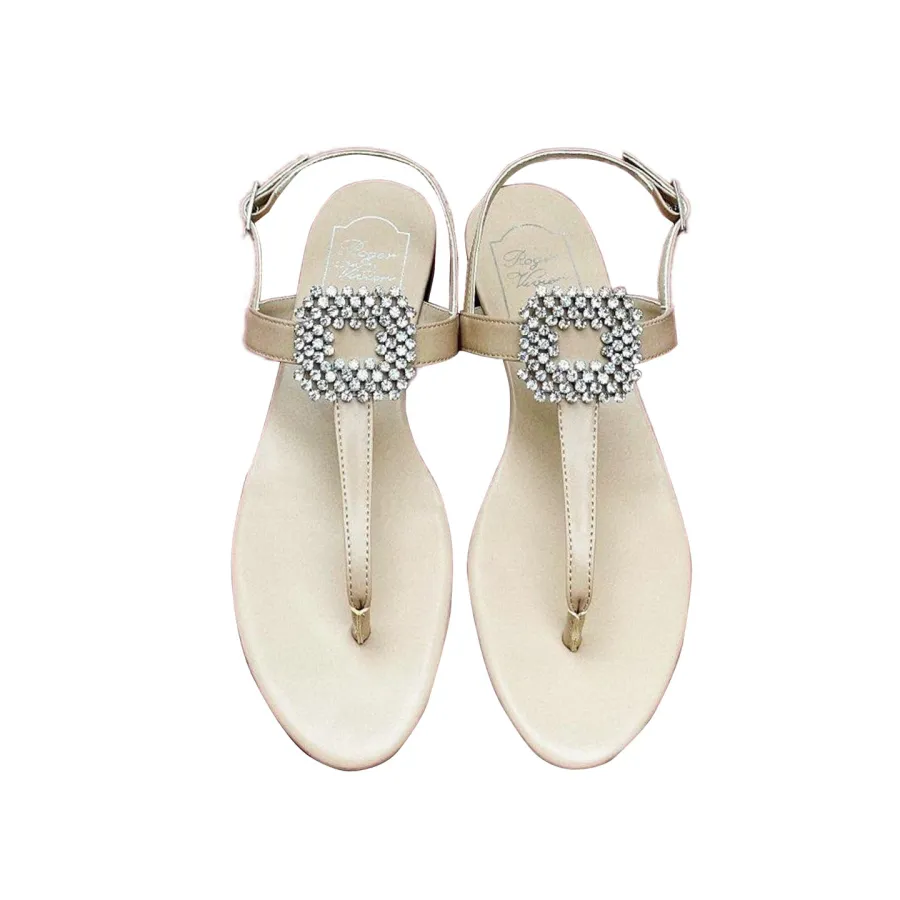 Roger Vivier Viv' By The Sea Sandals In White/Black/Blue/Silver/Brown Leather With Crystal Buckle
