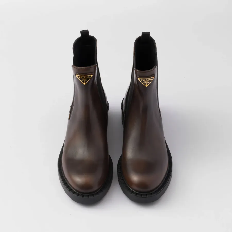 PRADA Dark brown Leather Chelsea boots