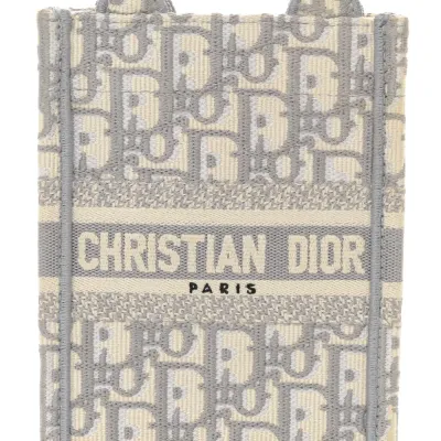 Dior Mini Book Tote Phone Bag Grey Oblique Canvas