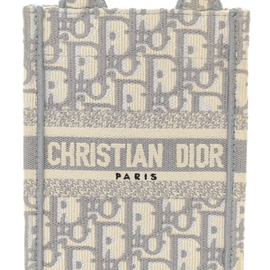 Dior Mini Book Tote Phone Bag Grey Oblique Canvas