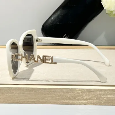 CHANEL square frame glasses white color SIZE 53-17-140