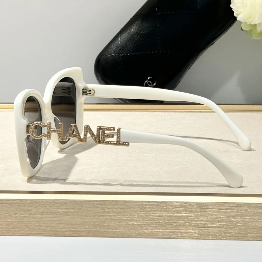 CHANEL square frame glasses white color SIZE 53-17-140