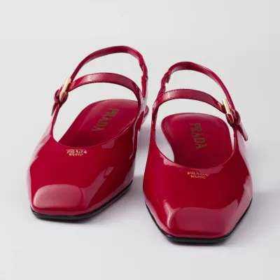 PRADA Patent paint leather Flat Shoes red Ballet Shoes