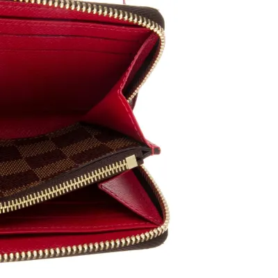 Louis Vuitton Large Wallet Damier Ebene Pattern Canvas & Clemence Leather Brass Hardware