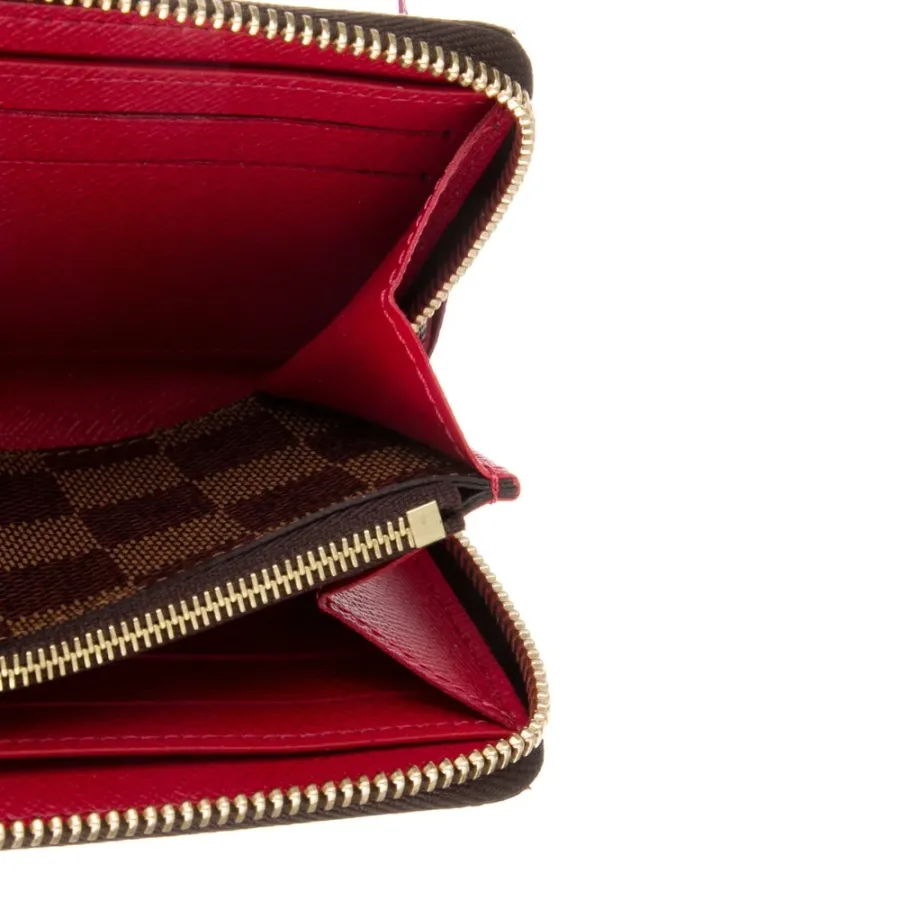 Louis Vuitton Large Wallet Damier Ebene Pattern Canvas & Clemence Leather Brass Hardware