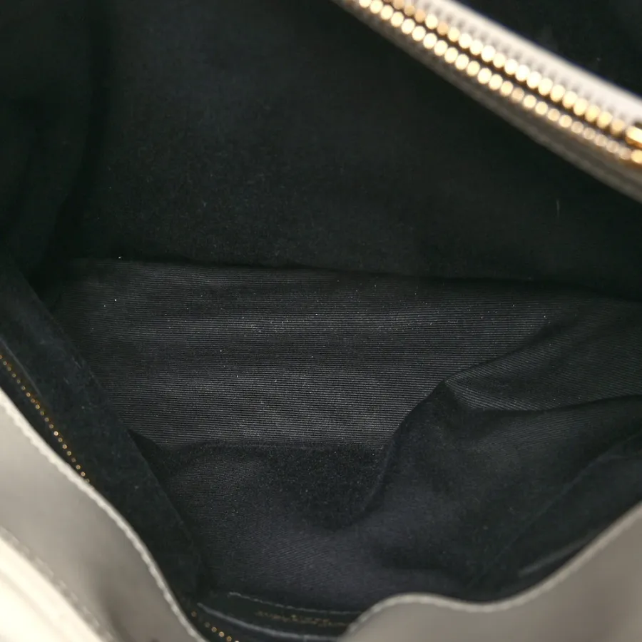 Saint Laurent Medium Loulou Chain Satchel Crema Soft Y-Quilted Monogram Calfskin Leather Silver Hardware