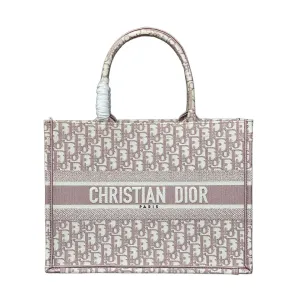 Dior Medium Dior Book Tote In Pink Dior Oblique Embroidered Canvas