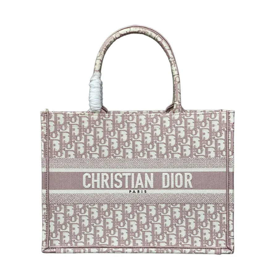 Dior Medium Dior Book Tote In Pink Dior Oblique Embroidered Canvas