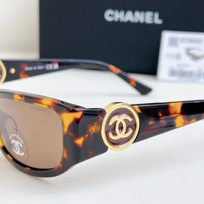 CHANEL square frame glasses leopard-print brown color size 56-18-137