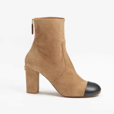 Chanel ankle boots Light brown and black suede, calfskin, sheepskin