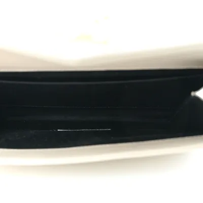 Saint Laurent Medium Envelope Clutch Blanc Vintage Chevron Monogram Grain De Poudre Matelasse Leather Gold Hardware