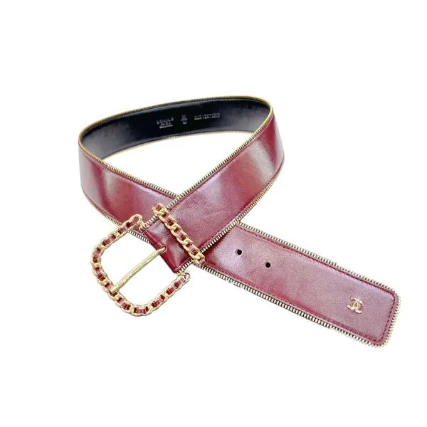 Chanel Women's Chain Buckle Belt In Red/Burgundy Calfskin With Gold Hardware 20mm/50mm - Image 2