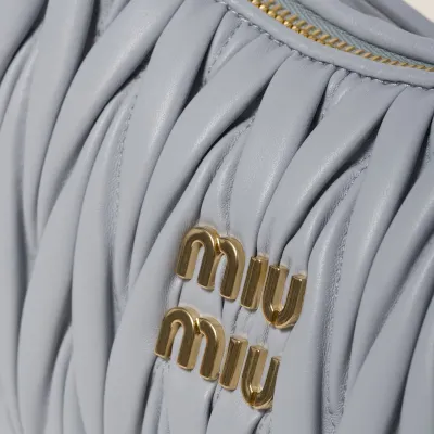 Miu Miu Wander Matelassé Quilted Lambskin Leather handbag Blue Crossbody Bags