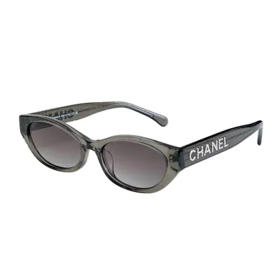 CHANEL round frame glasses gun black color SIZE 54-19-145