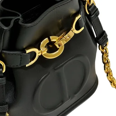 Dior Small C'est Dior Bag In Black/Brown CD-Embossed Calfskin With Gold Hardware