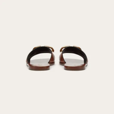 VALENTINO VLOGO SIGNATURE Grain cowhide decorative elements slipper sandals
