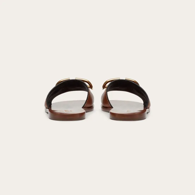 VALENTINO VLOGO SIGNATURE Grain cowhide decorative elements slipper sandals