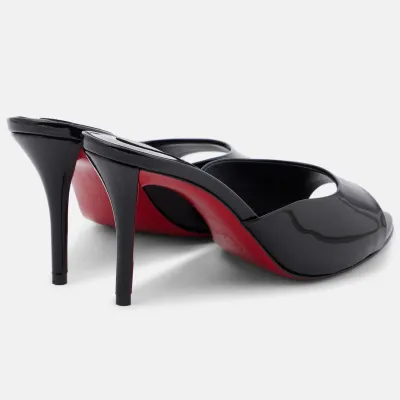 Christian Louboutin Black patent leather high-heeled sandal slippers