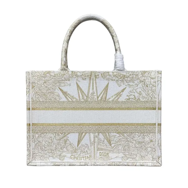 Dior Medium Dior Book Tote White Reve D'infini Embroidery Gold Tone Metallic Thread - Image 2
