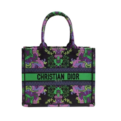 Dior Book Tote Medium Broderie Dior Indian Purple Multicolore