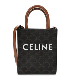 Celine Mini Vertical Cabas Tan Triomphe Canvas & Calfskin Leather Gold Hardware